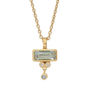 Forgyldt collier med aquablå kvarts, sky blue topas & zirkoner - Rabinovich